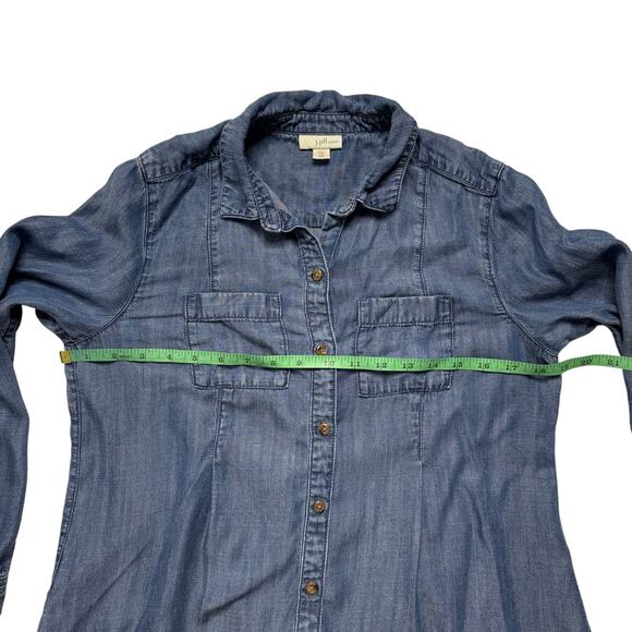 J.JILL DENIM Soft Lyocell Chambray Button Up Shirt Size XS Petite Blue Collared - Picture 8 of 11